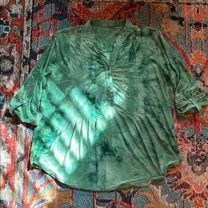 NY Collection Lemon-Lime Tie-Dye Gorgeous Blouse 🍋 🍋‍🟩